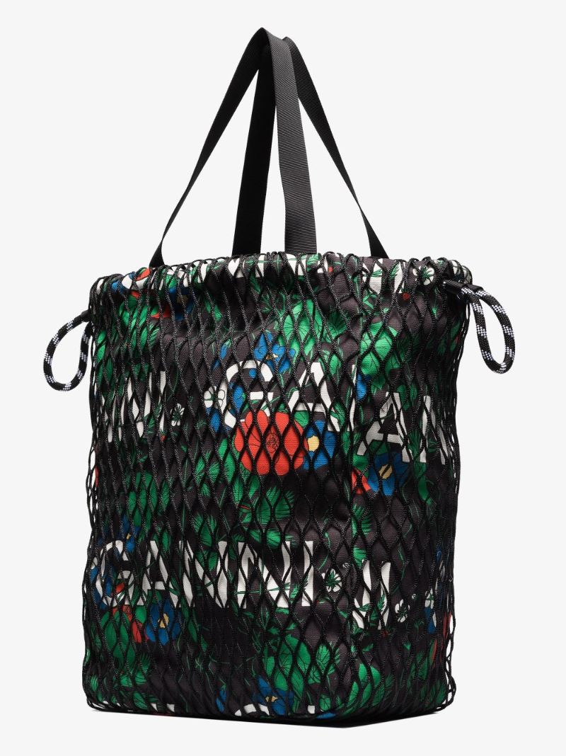 Black Floral Fishnet Tote Bag