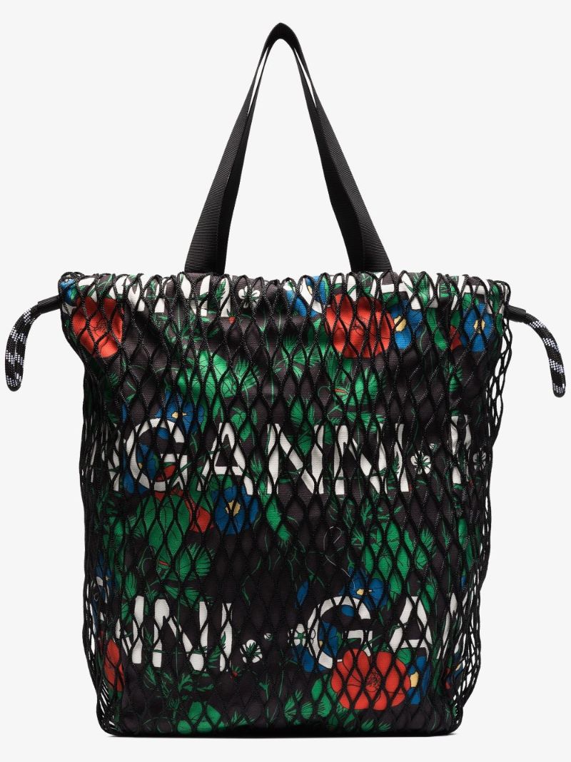Black Floral Fishnet Tote Bag