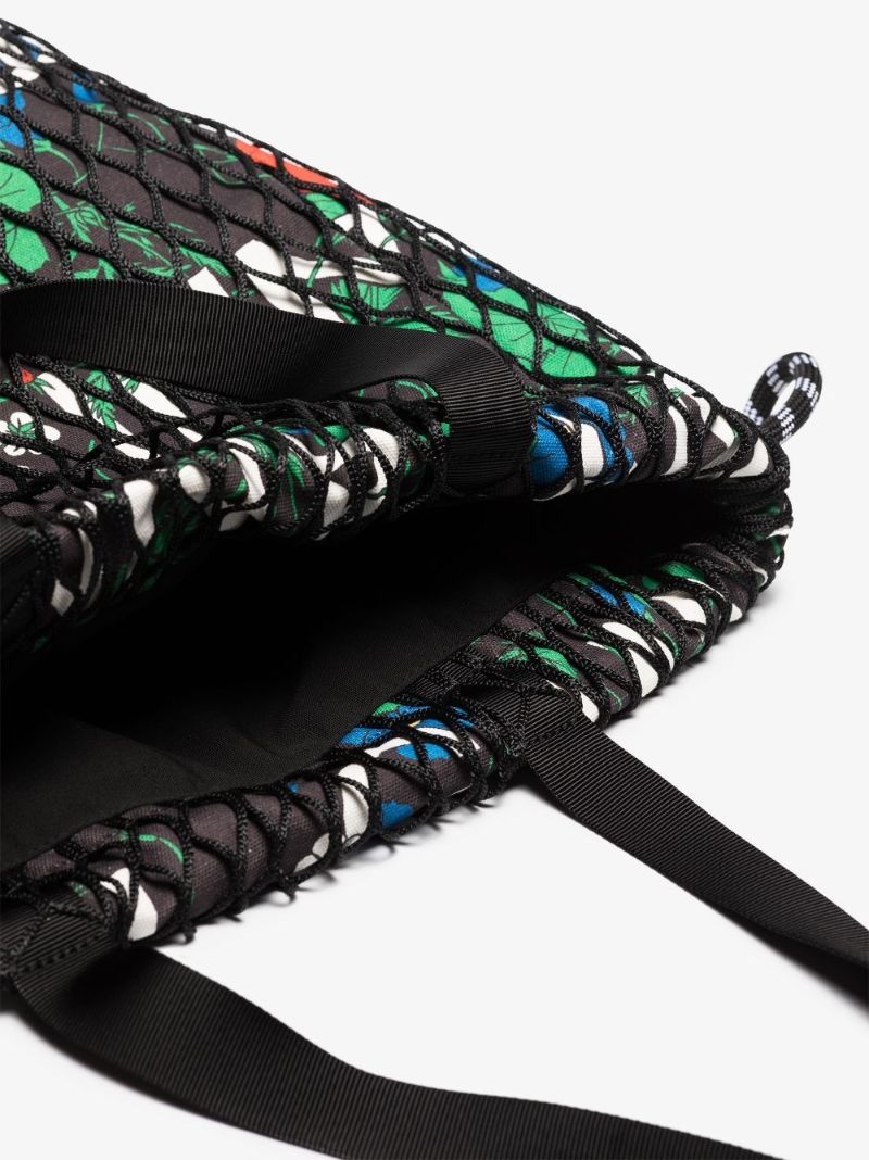 Black Floral Fishnet Tote Bag
