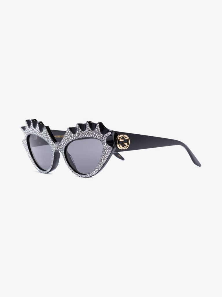 Black Cat Eye Crystal Sunglasses