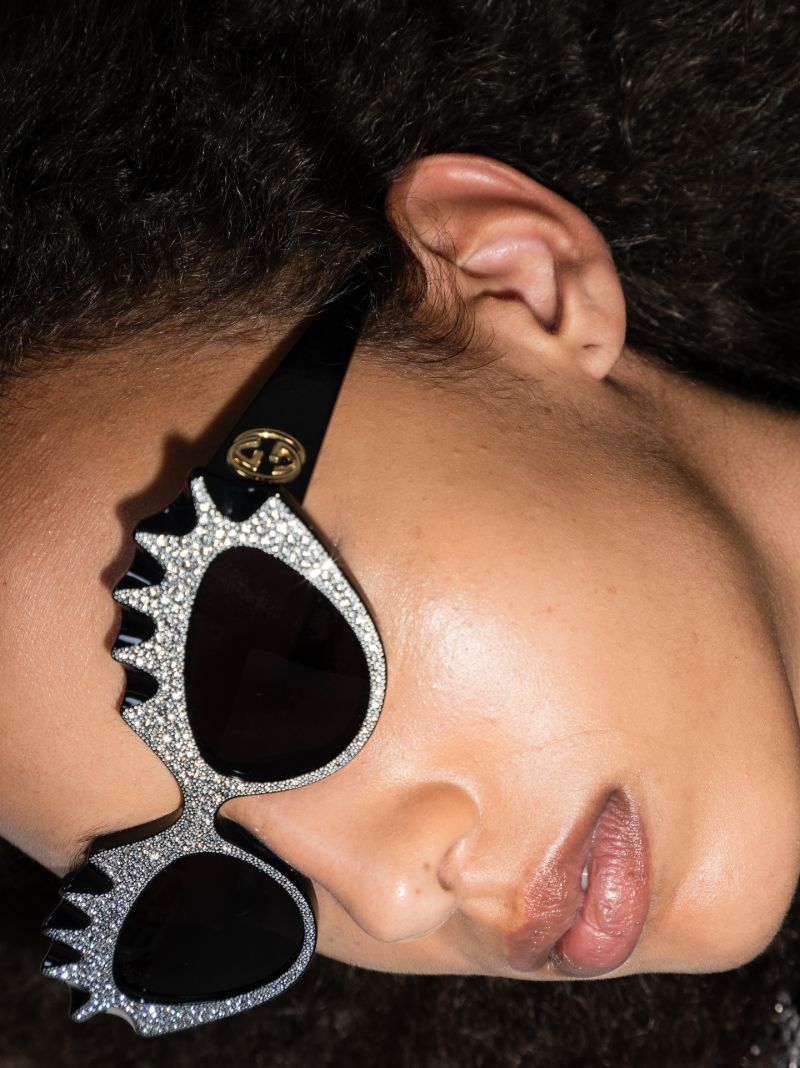 Black Cat Eye Crystal Sunglasses