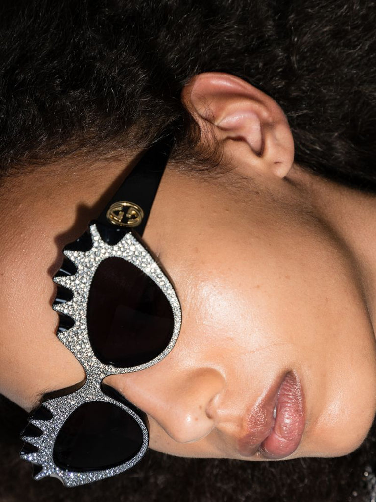 Black Cat Eye Crystal Sunglasses