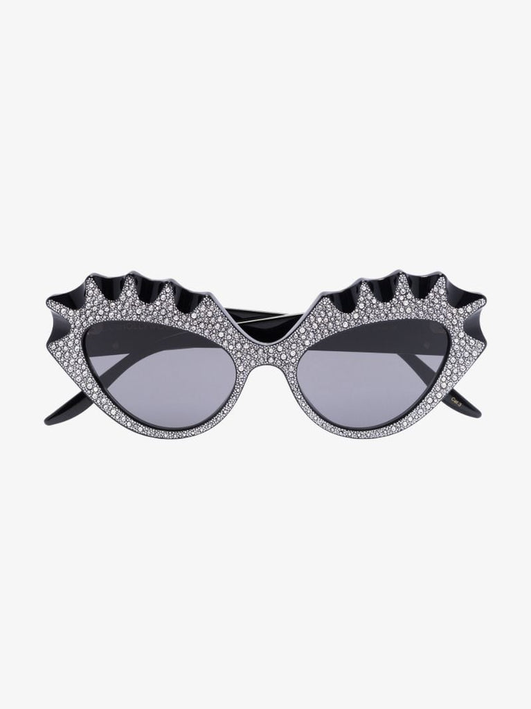 Black Cat Eye Crystal Sunglasses
