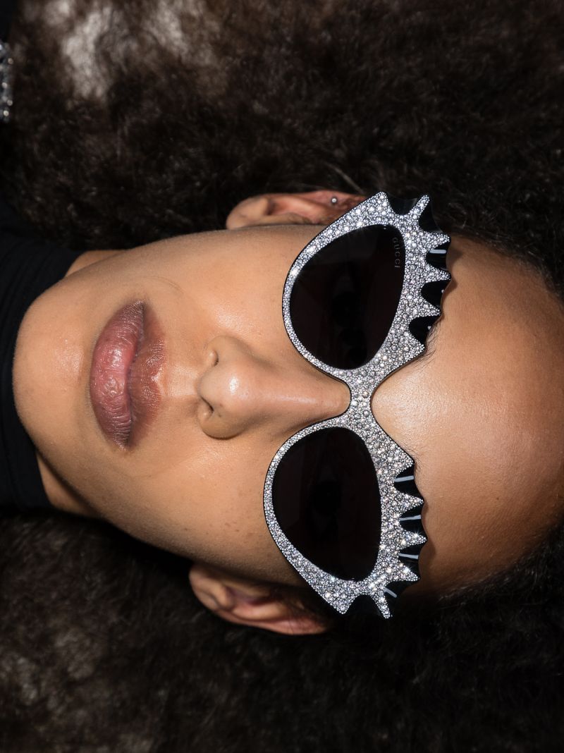 Black Cat Eye Crystal Sunglasses