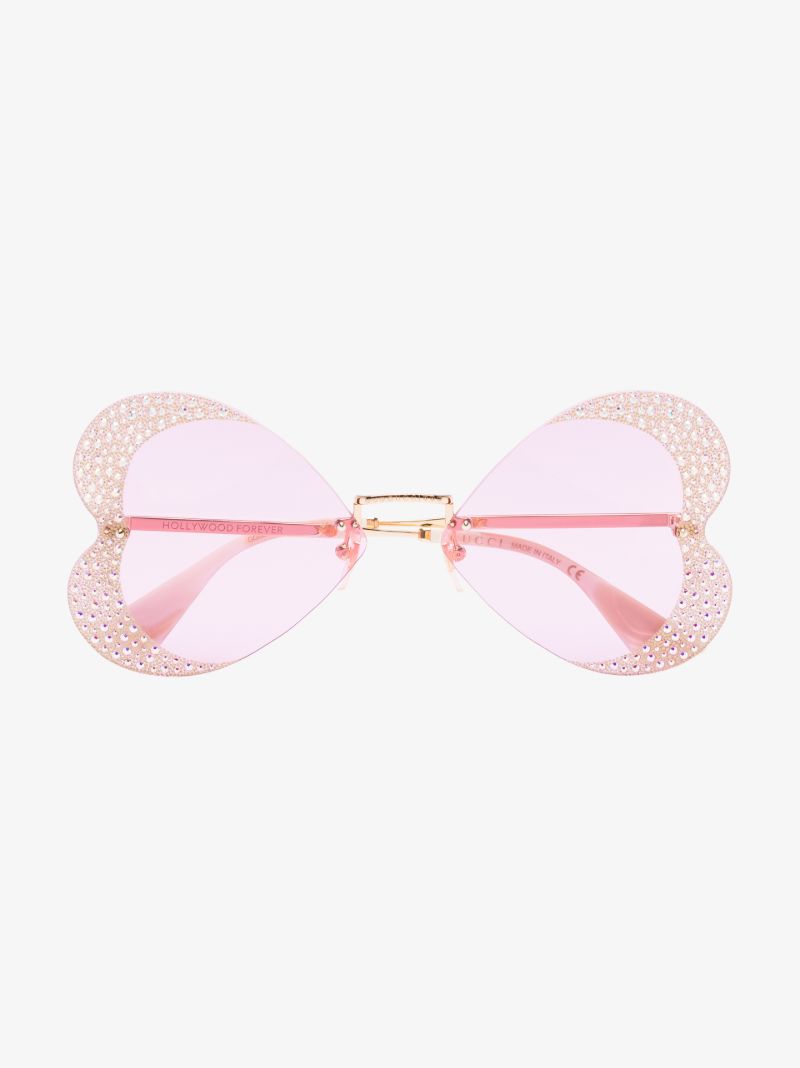 Gold Tone Butterfly Sparkle Sunglasses