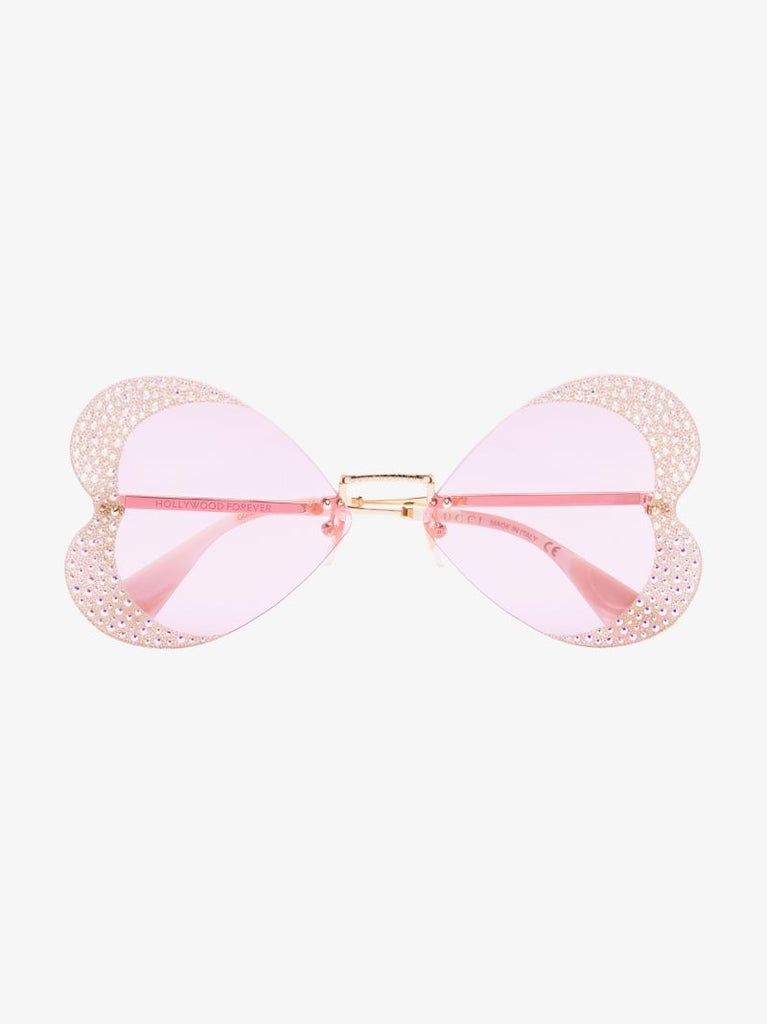 Gold Tone Butterfly Sparkle Sunglasses