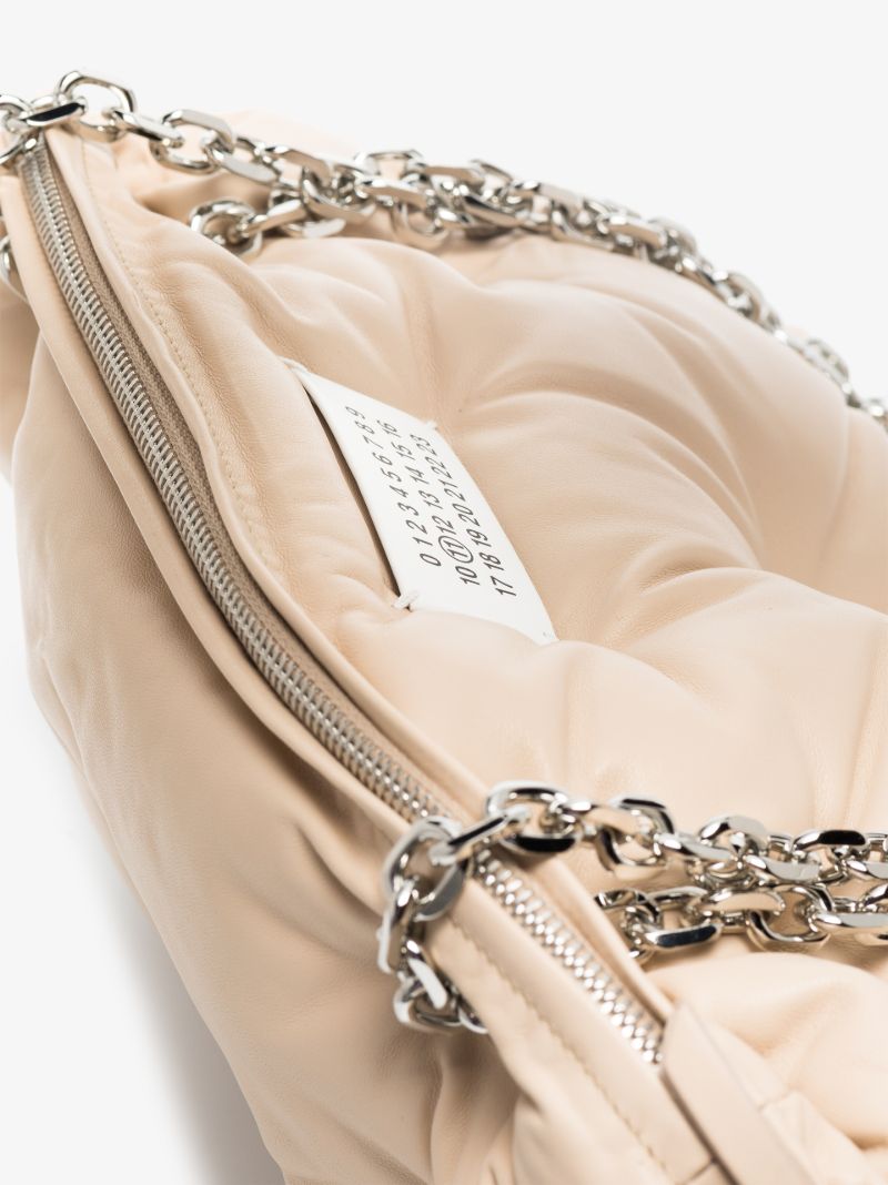Neutral Glam Slam Leather Shoulder Bag