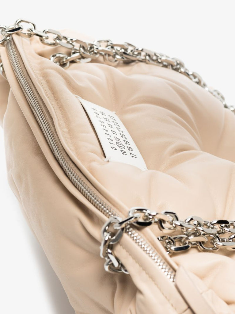Neutral Glam Slam Leather Shoulder Bag