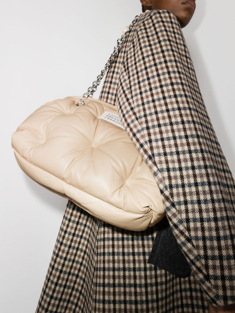 Neutral Glam Slam Leather Shoulder Bag