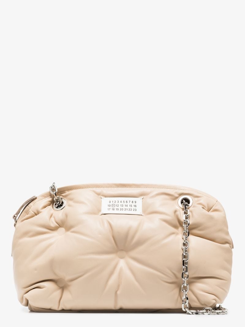 Neutral Glam Slam Leather Shoulder Bag