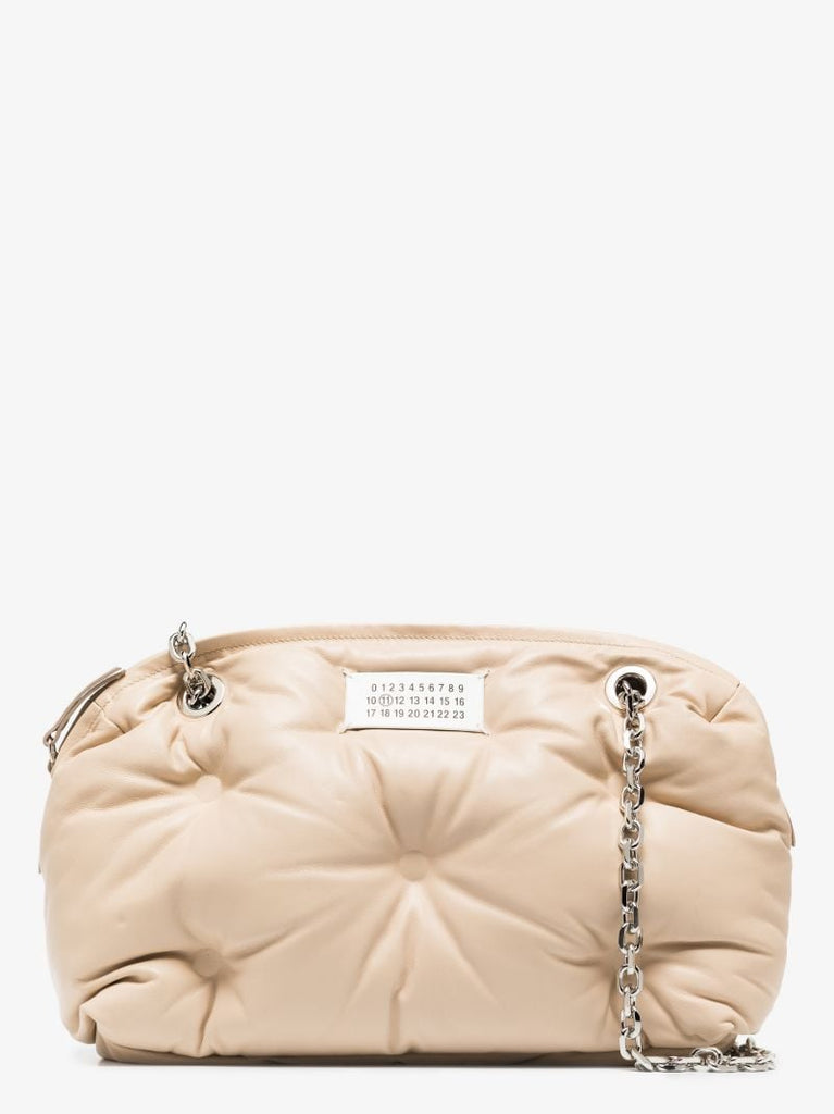 Neutral Glam Slam Leather Shoulder Bag