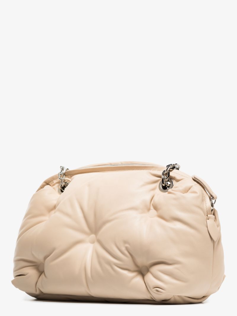 Neutral Glam Slam Leather Shoulder Bag
