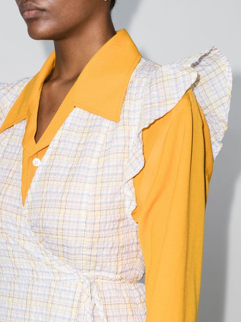 Ruffle Sleeveless Seersucker Dress