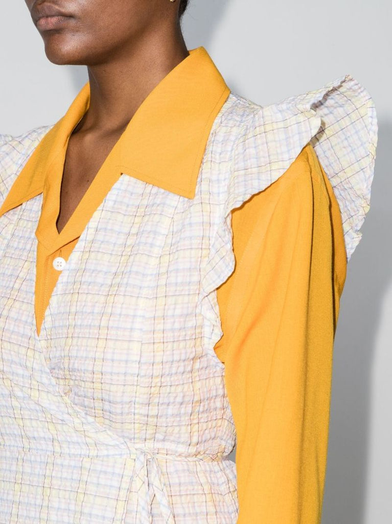 Ruffle Sleeveless Seersucker Dress