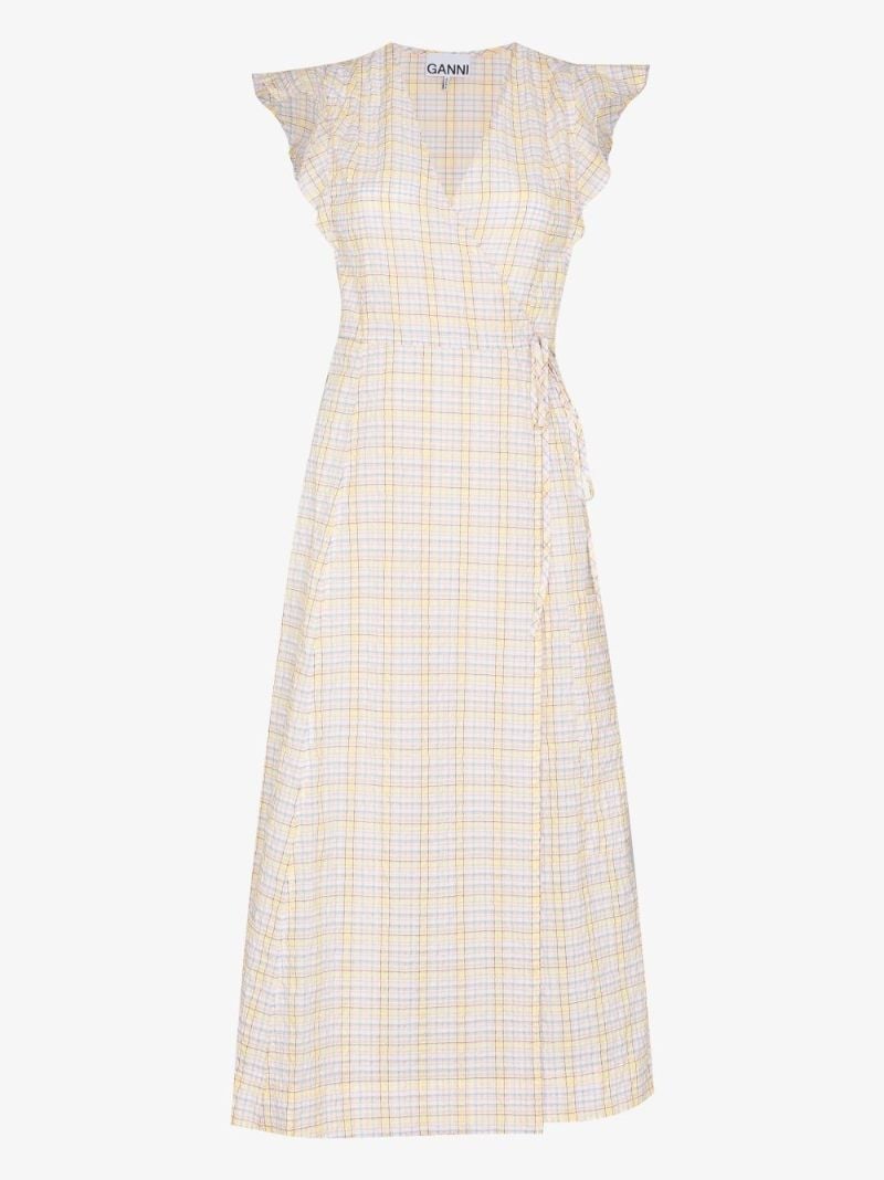 Ruffle Sleeveless Seersucker Dress