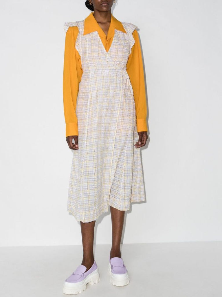Ruffle Sleeveless Seersucker Dress
