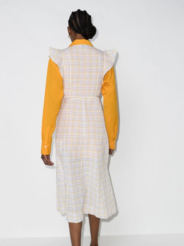 Ruffle Sleeveless Seersucker Dress