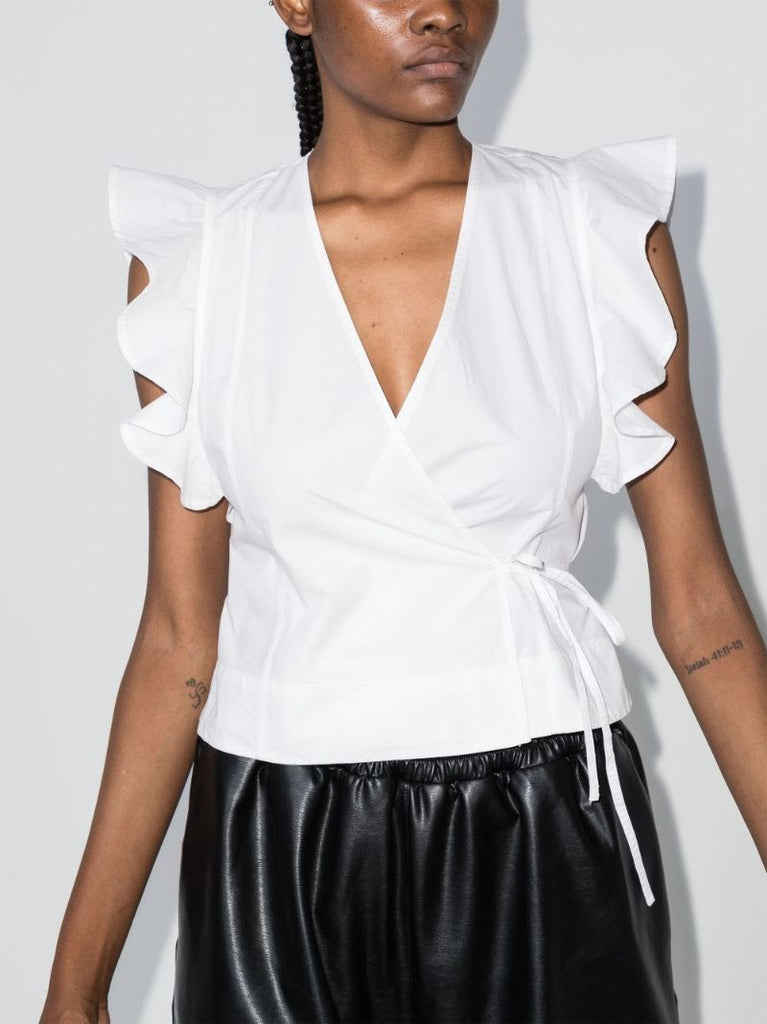 Sleeveless Ruffle Wrap Top