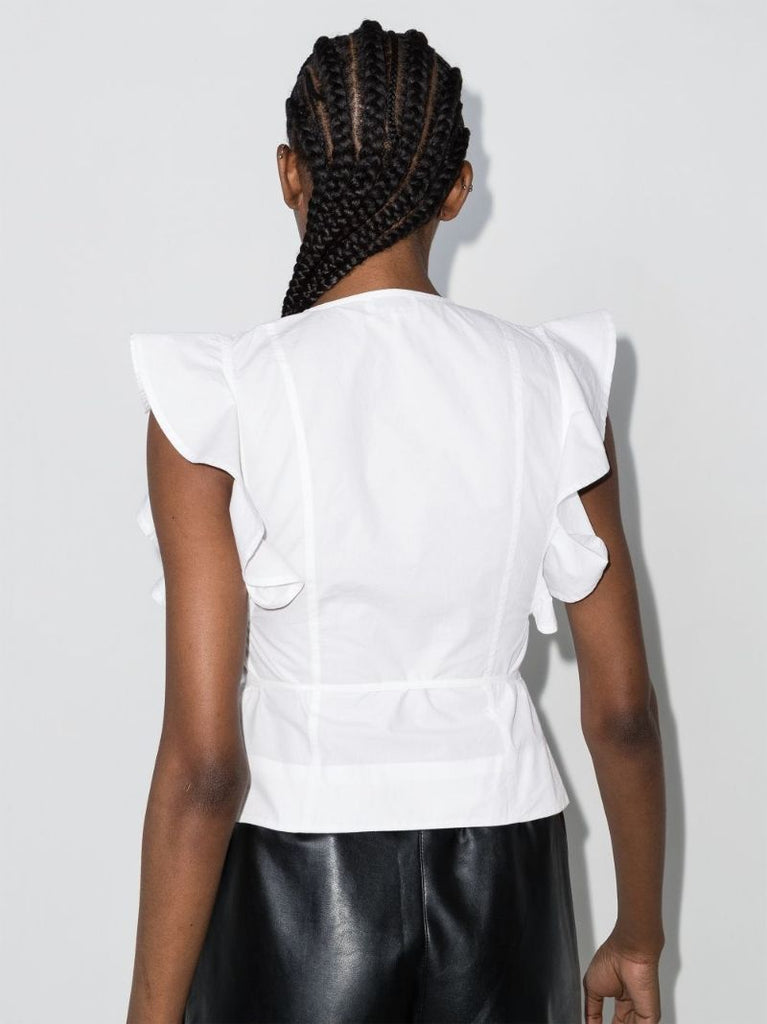 Sleeveless Ruffle Wrap Top