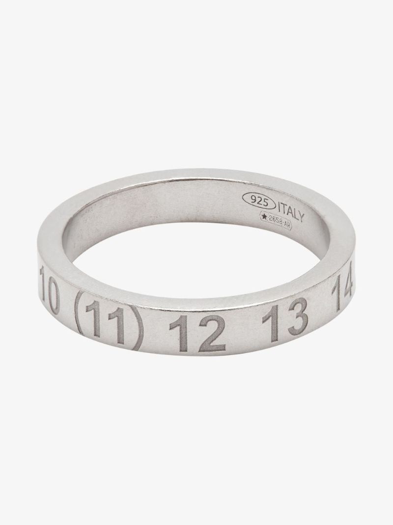 Sterling Silver Number Medium Band Ring