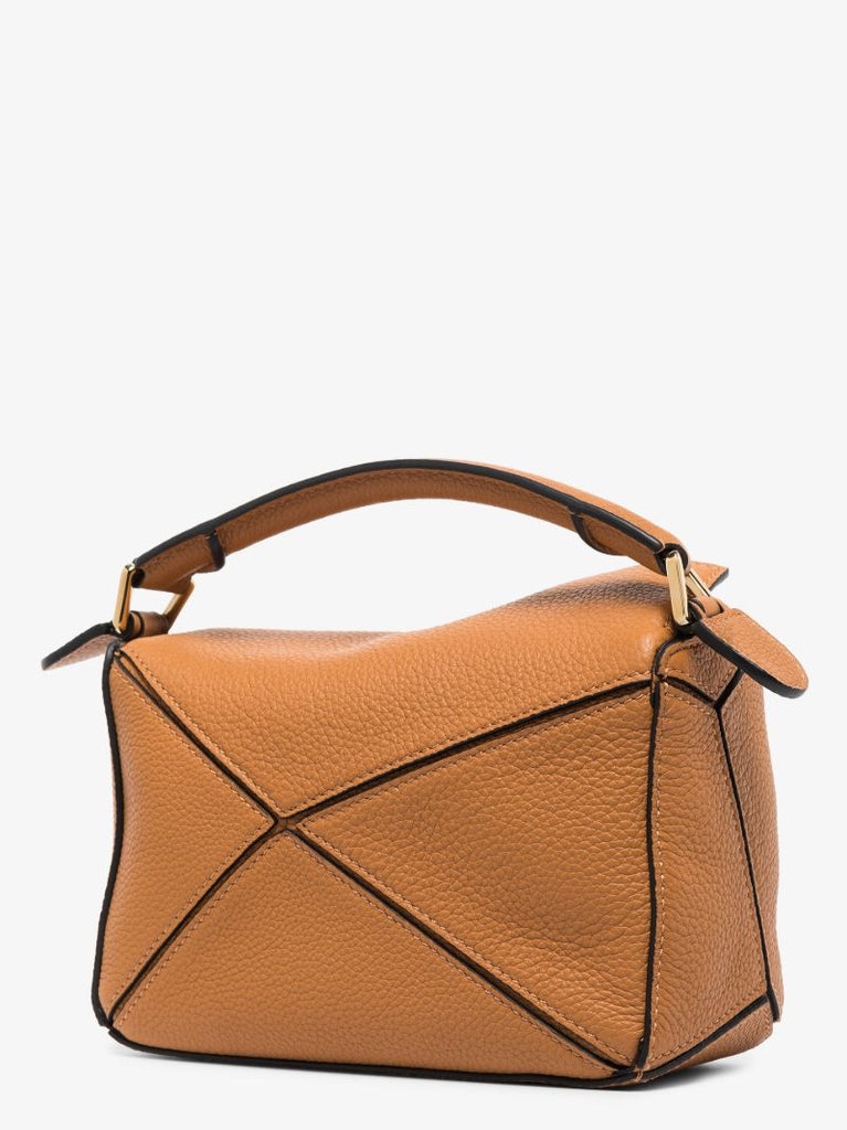 Brown Puzzle Mini Leather Shoulder Bag