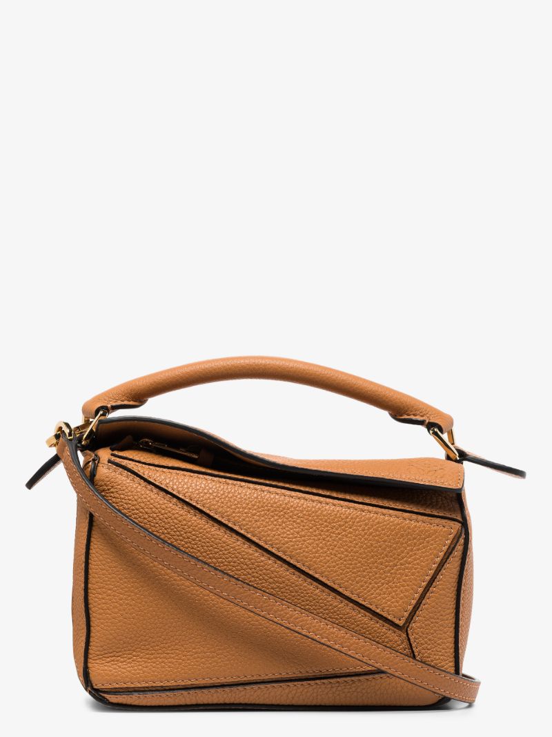 Brown Puzzle Mini Leather Shoulder Bag