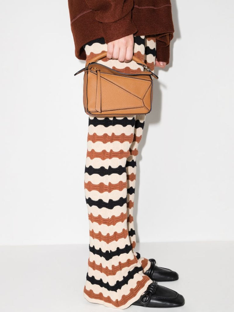Brown Puzzle Mini Leather Shoulder Bag