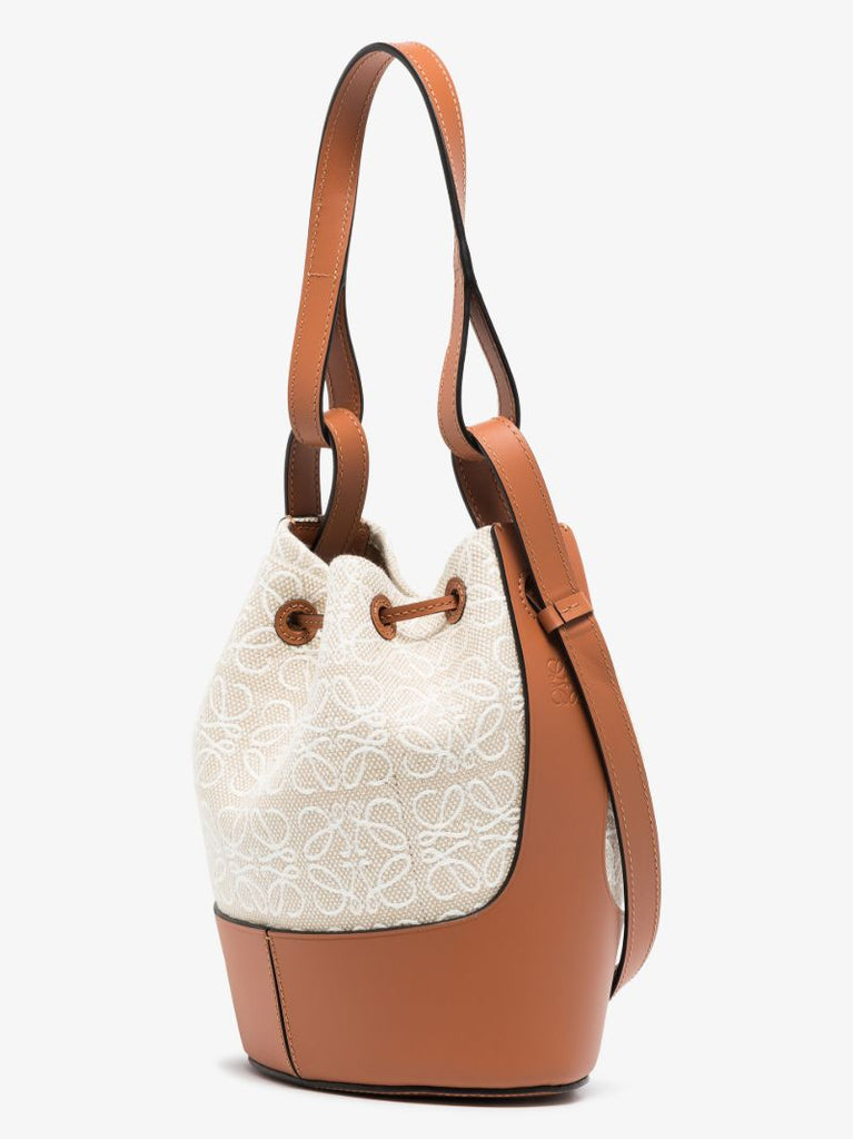 Neutral Balloon Small Anagram Jacquard Leather Bucket Bag