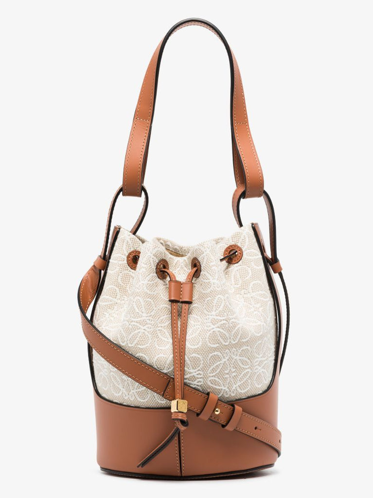 Neutral Balloon Small Anagram Jacquard Leather Bucket Bag