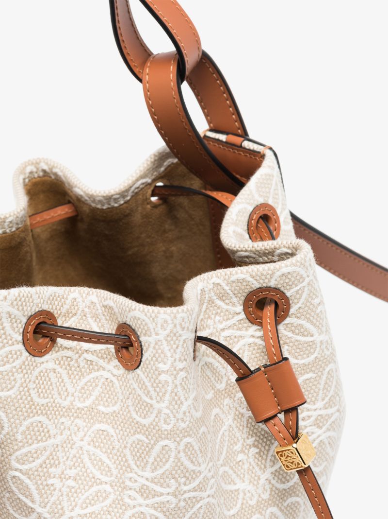 Neutral Balloon Small Anagram Jacquard Leather Bucket Bag