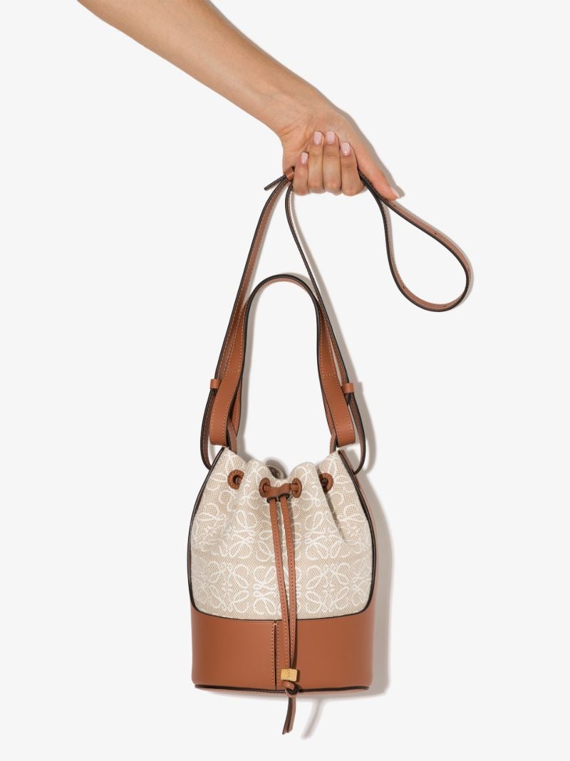 Neutral Balloon Small Anagram Jacquard Leather Bucket Bag