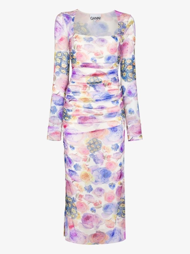 Floral Print Mesh Dress
