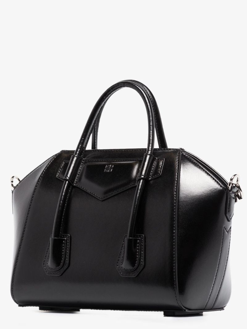Black Antigona Lock Mini Leather Tote Bag