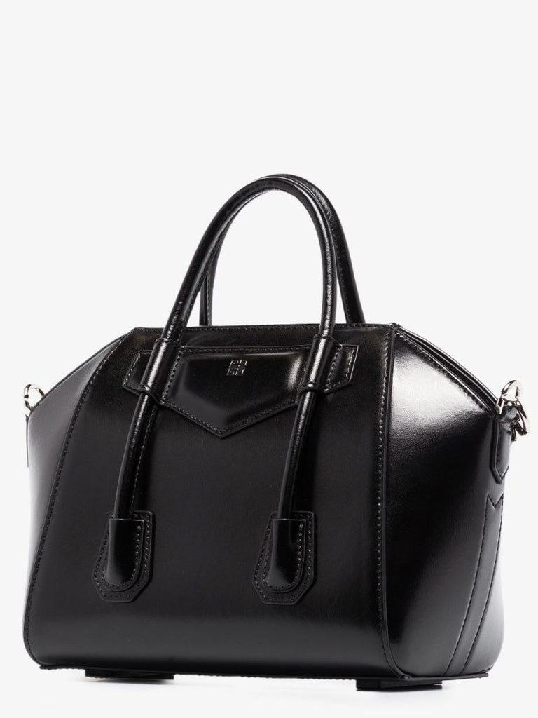 Black Antigona Lock Mini Leather Tote Bag