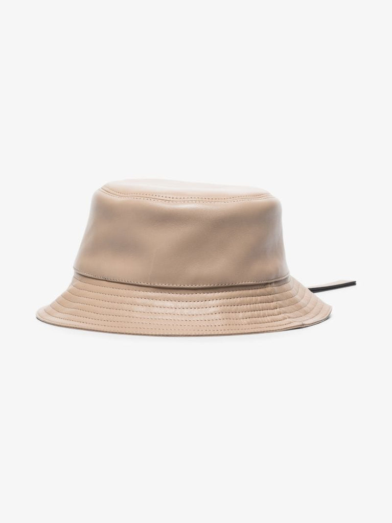 Neutral Fisherman Leather Bucket Hat