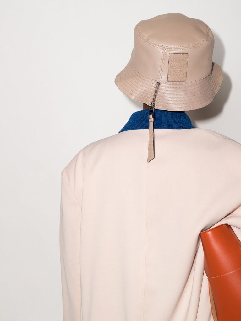Neutral Fisherman Leather Bucket Hat