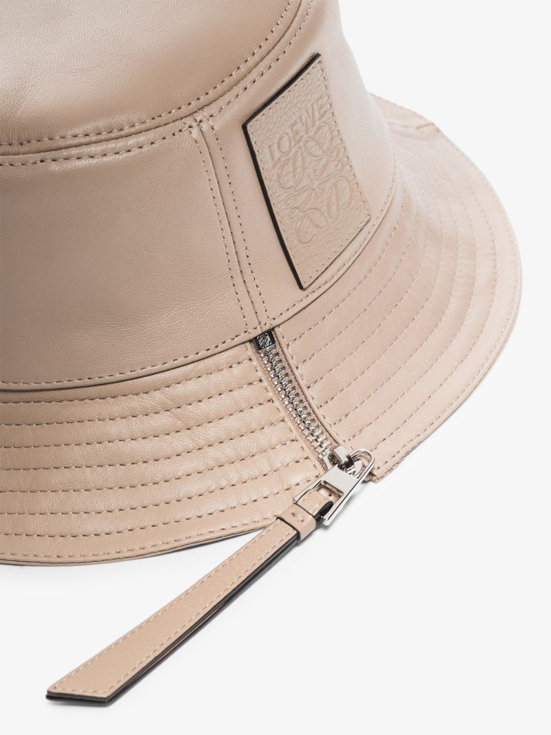 Neutral Fisherman Leather Bucket Hat
