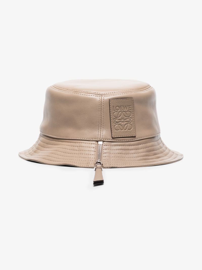 Neutral Fisherman Leather Bucket Hat