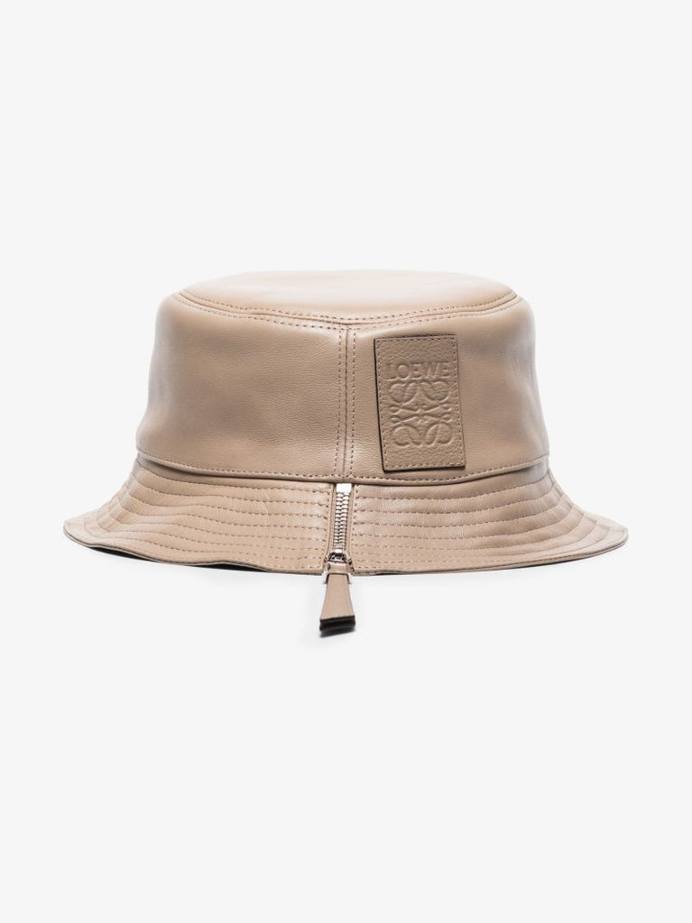 Neutral Fisherman Leather Bucket Hat