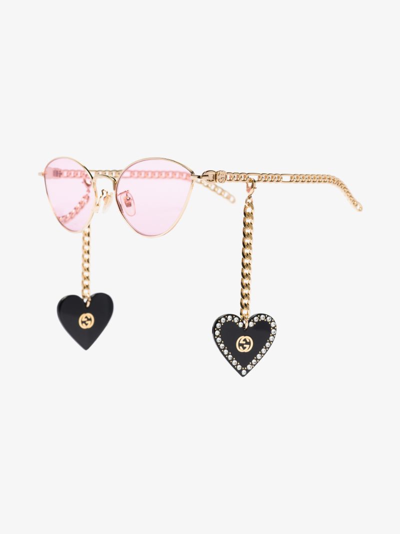 Pink Cat Eye Heart Charms Sunglasses