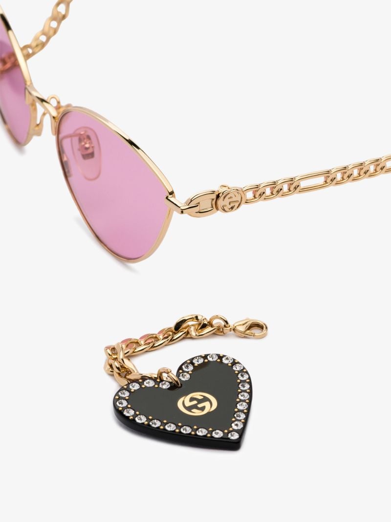 Pink Cat Eye Heart Charms Sunglasses