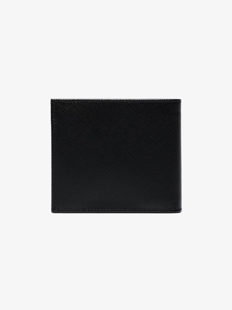 Black Classic Logo Plaque Saffiano Wallet