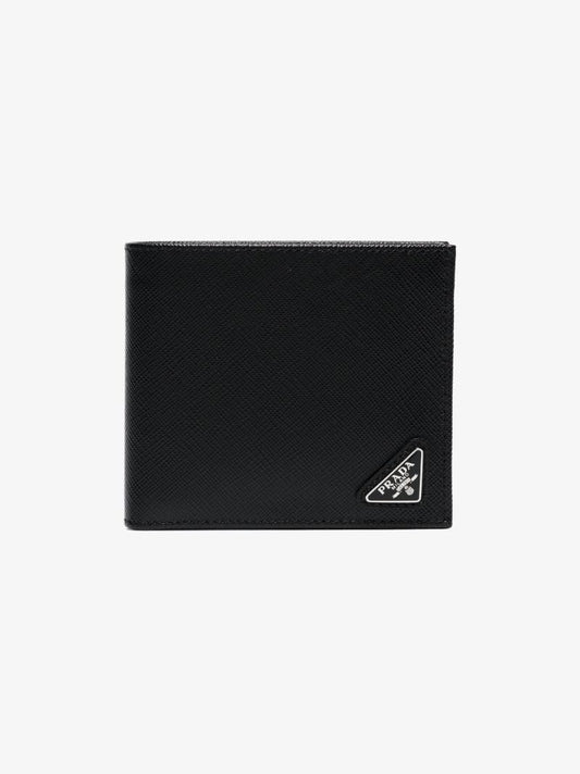 Black Classic Logo Plaque Saffiano Wallet