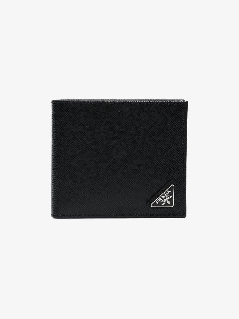 Black Classic Logo Plaque Saffiano Wallet