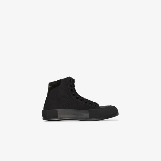 Black Deck Plimsole High Top Sneakers