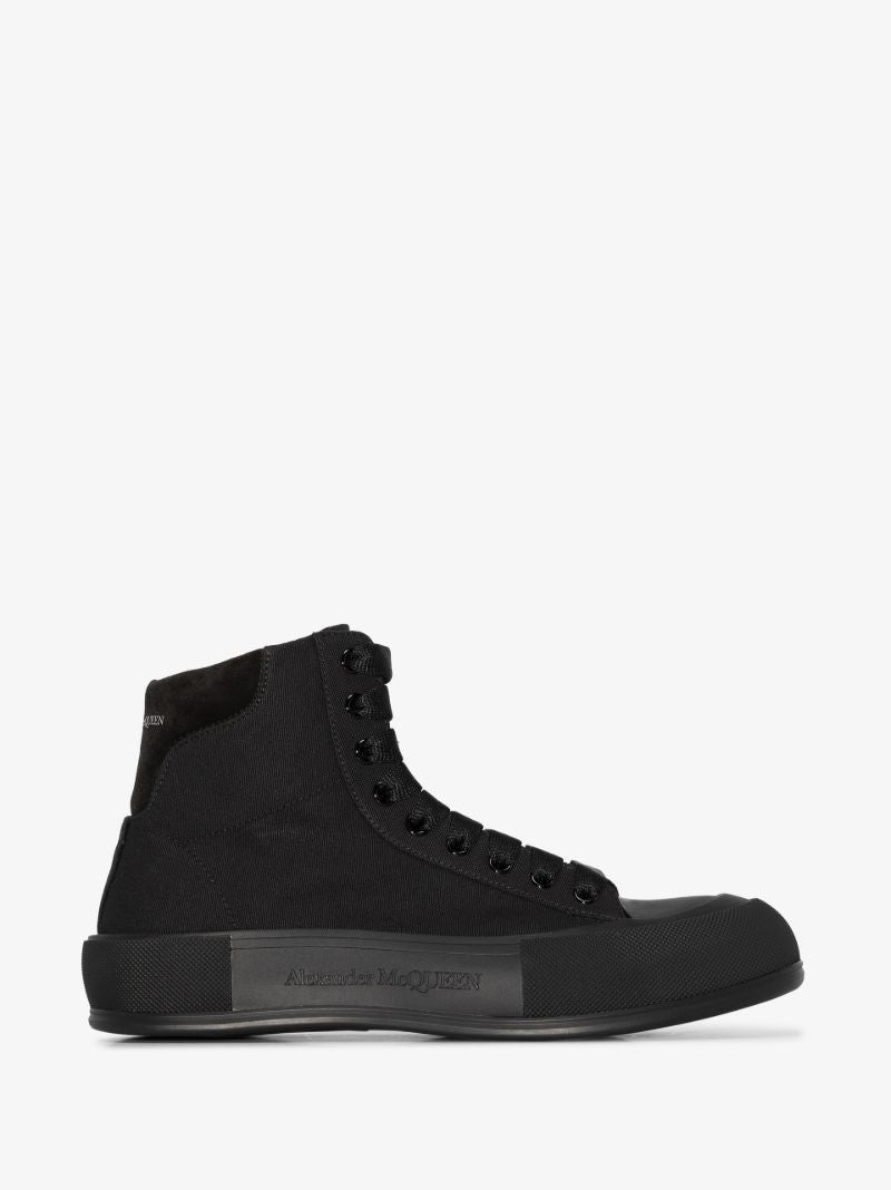 Black Deck Plimsole High Top Sneakers