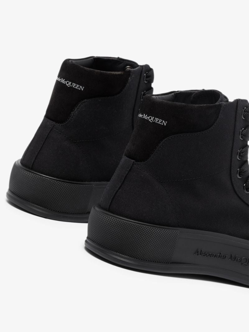 Black Deck Plimsole High Top Sneakers
