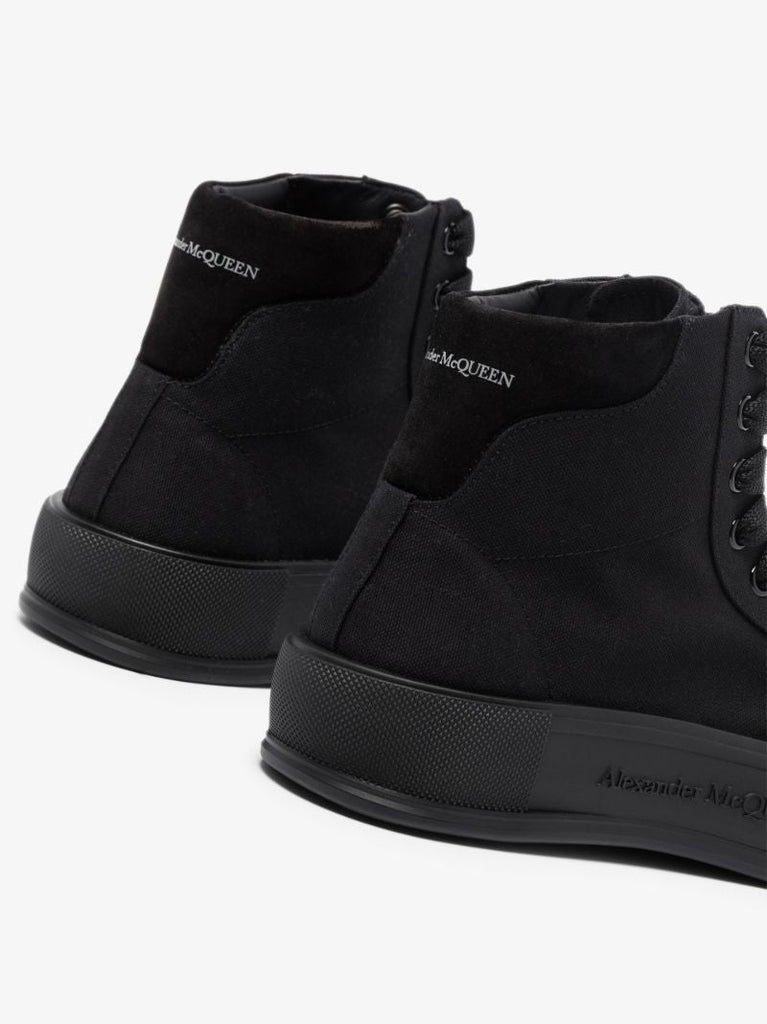 Black Deck Plimsole High Top Sneakers