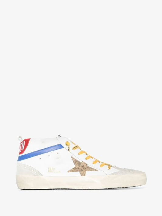 White Mid Star Leather Sneakers