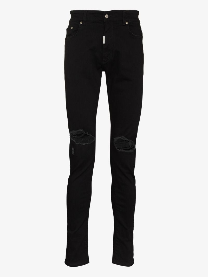 Black Destroyer Distressed Slim-leg Jeans